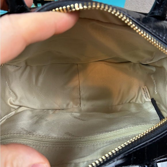 Brahmin Mara Black Attenborough Velvet & Croc Embossed Pearl & Bead Embellished - Picture 6 of 10